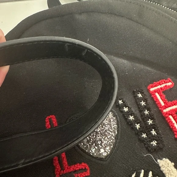 Love Moschino Black Canvas Logo Embroidered Backpack